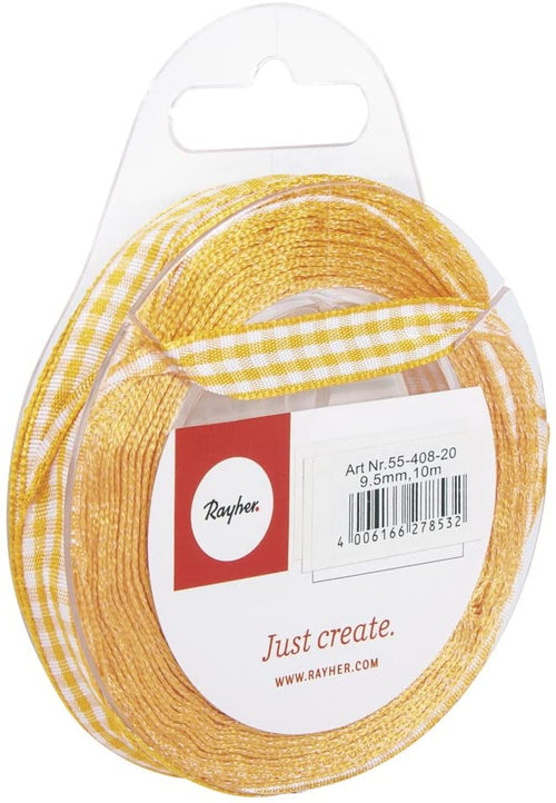 RAYHER - NASTRO DI RASO ORGANZA - COLORE GIALLO E BIANCO 9,5MMX10MT