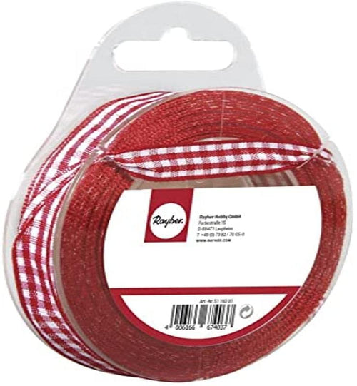RAYHER - NASTRO DI RASO ORGANZA - COLORE ROSSO E BIANCO 9,5MMX10MT