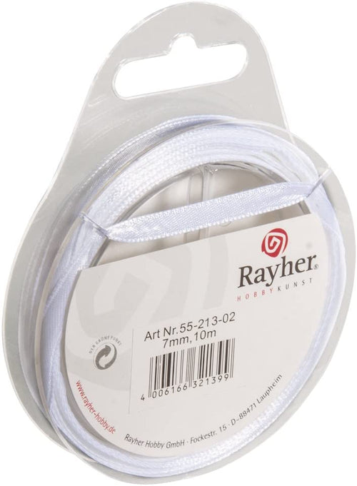 RAYHER - NASTRO DI RASO ORGANZA - COLORE BIANCO SATINATO 7MMx10MT