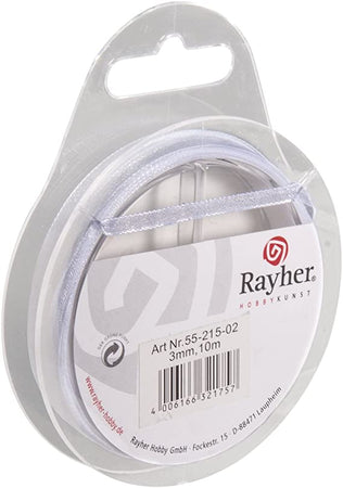 RAYHER - NASTRO DI RASO "ORGANZA" - COLORE BIANCO 3MMx10MT