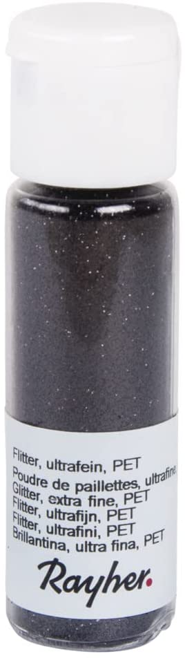 RAYHER - GLITTER ULTRAFINE PET 20ML - COLORE NERO CARBONE