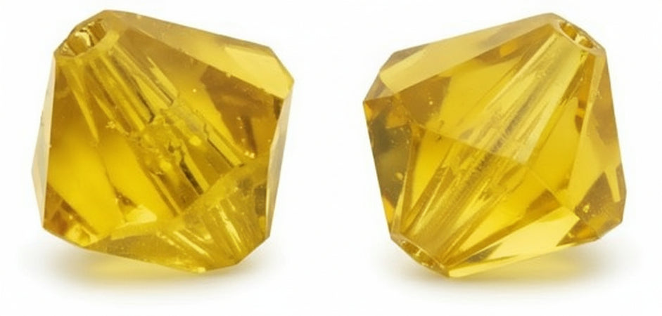 RAYHER - 25 PEZZI - PERLE DI CRISTALLO "SWAROVSKI" FORMA ROMBO Ø4MM - COLORE GIALLO SCURO