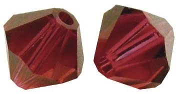 RAYHER - 12 PEZZI - PERLE DI CRISTALLO SWAROVSKI FORMA ROMBO Ø6MM - COLORE ROSSO CARDINALE