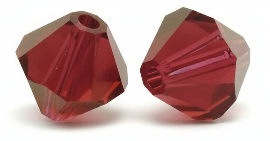 RAYHER - 12 PEZZI - PERLE DI CRISTALLO "SWAROVSKI" FORMA ROMBO Ø6MM - COLORE ROSSO CARDINALE