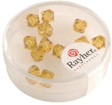 RAYHER - 12 PEZZI - PERLE DI CRISTALLO SWAROVSKI FORMA ROMBO Ø6MM - COLORE GIALLO