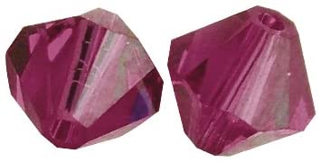 RAYHER - 12 PEZZI - PERLE DI CRISTALLO SWAROVSKI FORMA ROMBO Ø6MM - COLORE FUCSIA