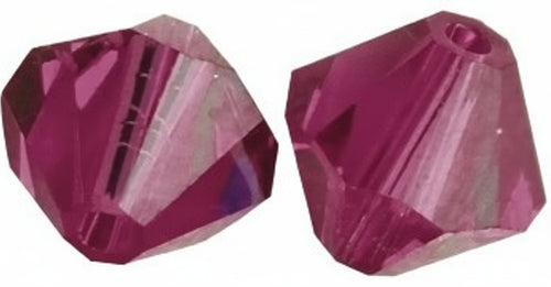 RAYHER - 12 PEZZI - PERLE DI CRISTALLO SWAROVSKI FORMA ROMBO Ø6MM - COLORE FUCSIA