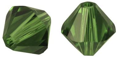 RAYHER - 25 PEZZI - PERLE DI CRISTALLO SWAROVSKI FORMA ROMBO Ø4MM - COLORE VERDE SCURO
