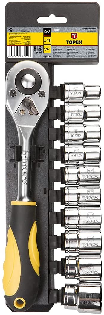 TOPEX - 11 PEZZI - SET CHIAVI A BUSSOLA DA 10-24MM E CRICCHETTO 1/2