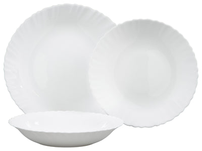 Set 18 piatti in Vetro Opale Tori Bianco