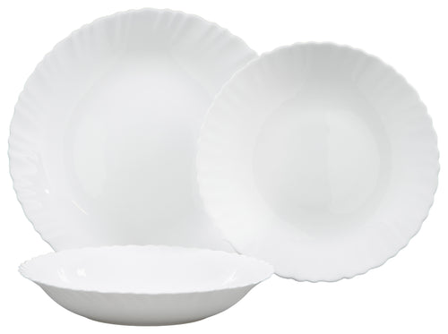 Set 18 piatti in Vetro Opale Tori Bianco