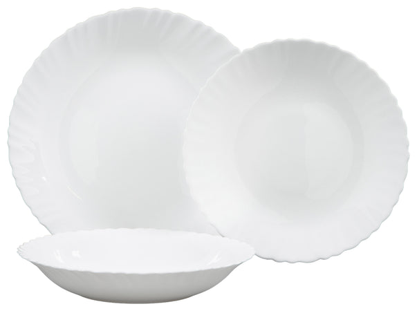 Set 18 piatti in Vetro Opale Tori Bianco