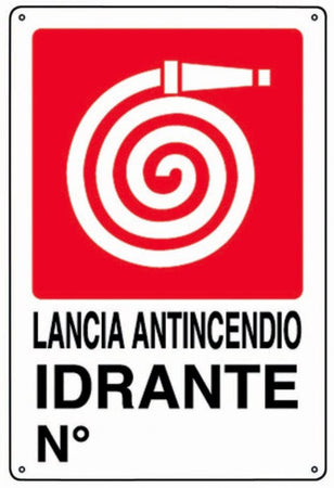 PUBBLICENTRO - CARTELLO METALLICO "LANCIA ANTINCENDIO IDRANTE N." 300X200MM