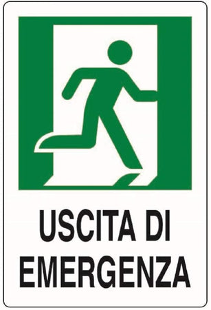 PUBBLICENTRO - CARTELLO METALLICO "USCITA DI EMERGENZA" CON UOMO E FRECCIA A DESTRA 300X200MM