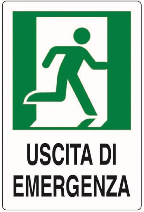 PUBBLICENTRO - CARTELLO METALLICO USCITA DI EMERGENZA CON UOMO E FRECCIA A DESTRA 300X200MM