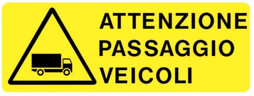 PUBBLICENTRO - CARTELLO IN PLASTICA ATTENZIONE PASSAGGIO VEICOLI 125X350MM