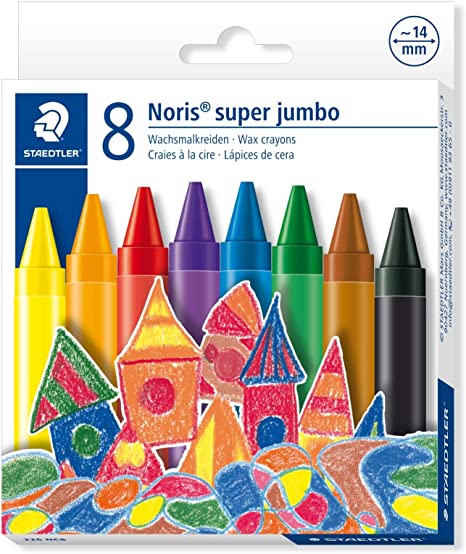 STAEDTLER - 8 PEZZI - NORIS CLUB PASTELLI A CERA SUPER JUMBO - COLORI ASSORTITI