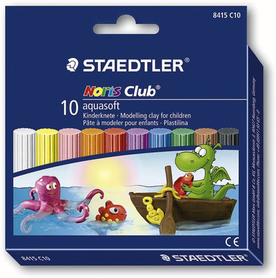 STAEDTLER - 10 PEZZI - NORIS CLUB CILINDRI DI PLASTILINA ACQUASOFT - COLORI ASSORTITI