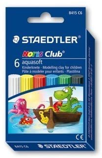 STAEDTLER - 6 PEZZI - NORIS CLUB CILINDRI DI PLASTILINA ACQUASOFT - COLORI ASSORTITI
