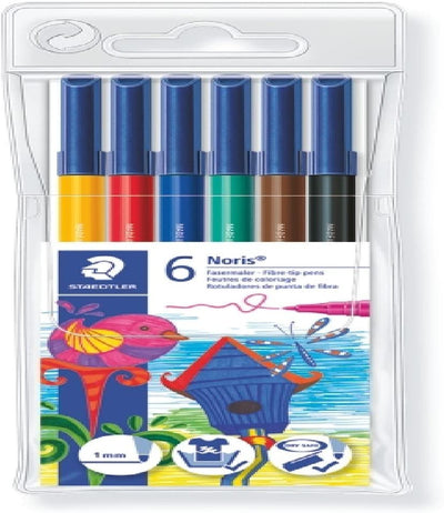 STAEDTLER - 6 PEZZI - NORIS CLUB PENNARELLI CON PUNTA SINTETICA LAVABILI - COLORI ASSORTITI