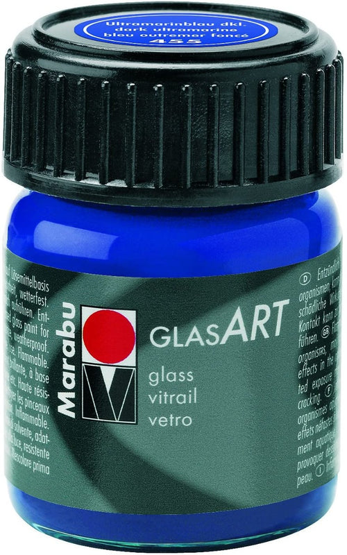 MARABU - GLAS ART BASE SOLVENTE PER VETRI - 15ML - COLORE BLU OLTREMARE 455