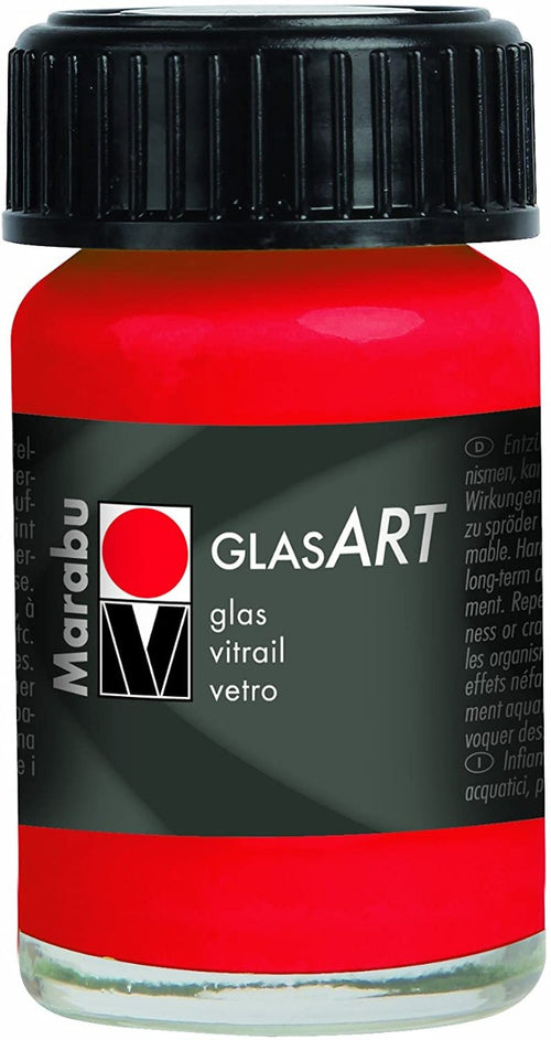 MARABU - GLAS ART BASE SOLVENTE PER VETRI - 15ML - COLORE ROSSO VERMIGLIO 436