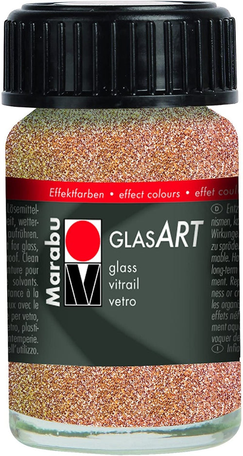 MARABU - GLAS ART BASE SOLVENTE PER VETRI - 15ML - COLORE GLITTER ROSSO ORO 586