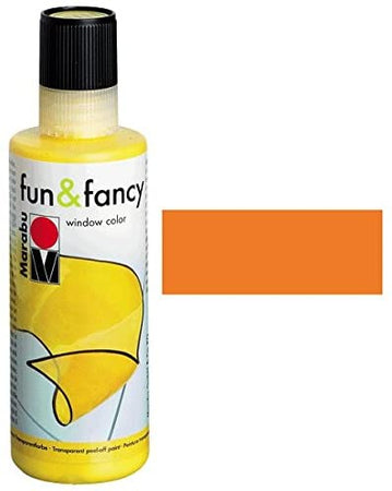 MARABU - "FUN&FANCY" COLORE A BASE D'ACQUA PER VETRI 8OML - COLORE ARANCIO FLUORESCENTE 323