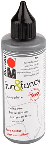MARABU - FUN&FANCY COLORE A BASE D'ACQUA PER VETRI 8OML - COLORE PER CONTORNI PIOMBO METALLIZZATO 874