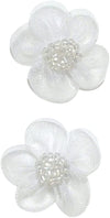 RAYHER - 6 PEZZI - FIORI DI NASTRO ORGANAZA CON PERLINE 2,5CM - COLORE BIANCO