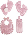 RAYHER - 36 PEZZI - RASO CON FORME IMPRONTA DEL PIEDE, BOTTIGLIA, BAVAGLINO - COLORE ROSA