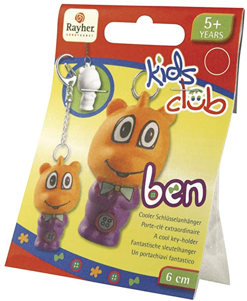 RAYHER - PORTACHIAVI BEN IN VINILE PER BAMBINI CON ADESIVI PER DECORARE - 6CM