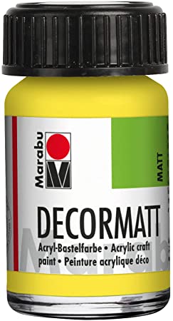 MARABU - COLORE ACRILICO DECORMATT PER METALLO/PIETRA/LEGNO/CARTA 15ML - COLORE GIALLO LIMONE 020