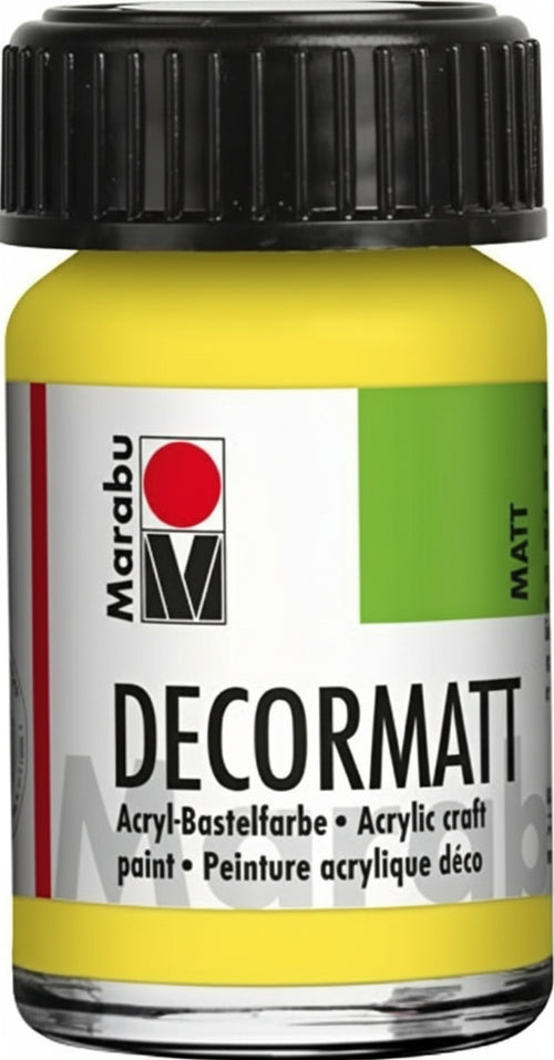 MARABU - COLORE ACRILICO DECORMATT PER METALLO/PIETRA/LEGNO/CARTA 15ML - COLORE GIALLO LIMONE 020