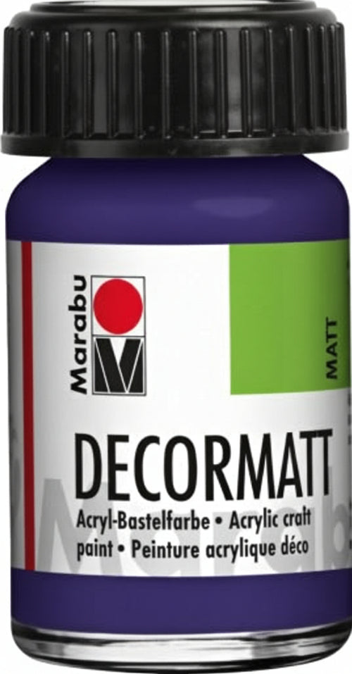 MARABU - COLORE ACRILICO DECORMATT PER METALLO/PIETRA/LEGNO/CARTA 15ML - COLORE VIOLA SCURO 051