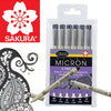 SAKURA - SET 6 PENNE DI PRECISIONE PIGMA MICRON - COLORE NERO