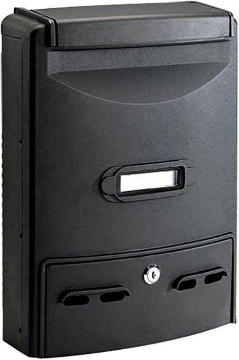 TECHNOMAX - CASSETTA POSTALE GINESTRA FRONTALE 39x29x10CM - IN ALLUMINIO PRESSOFUSO - COLORE NERO