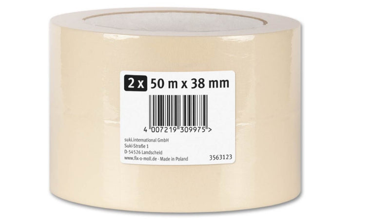 FIX-0-MOLL - 50mt x 38/38mm - SET 2 NASTRI ADESIVI "ECO" IN CARTA CRESPATA PER MASCHERATURA - COLORE CAMOSCIO