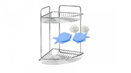 METALTEX - MENSOLA DA DOCCIA ANGOLARE ATLANTIS A DUE RIPIANI 20x20x32CM - IN ACCIAIO CROMATO