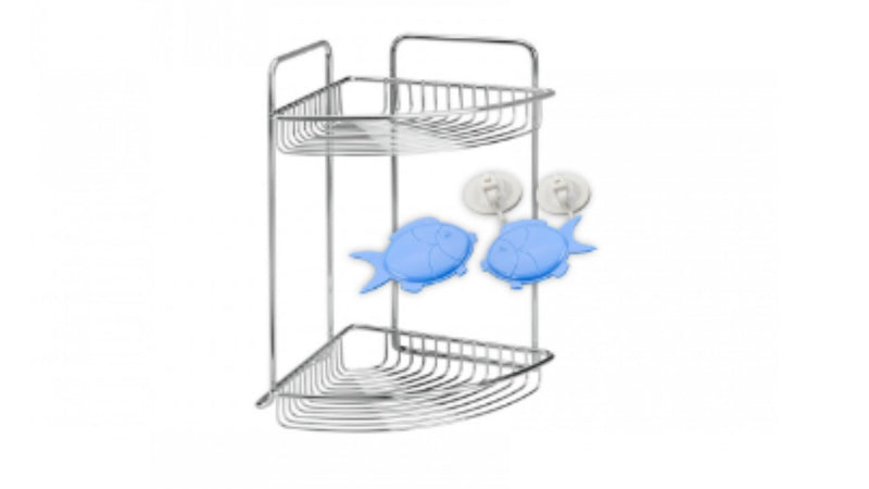 METALTEX - MENSOLA DA DOCCIA ANGOLARE "ATLANTIS" A DUE RIPIANI 20x20x32CM - IN ACCIAIO CROMATO