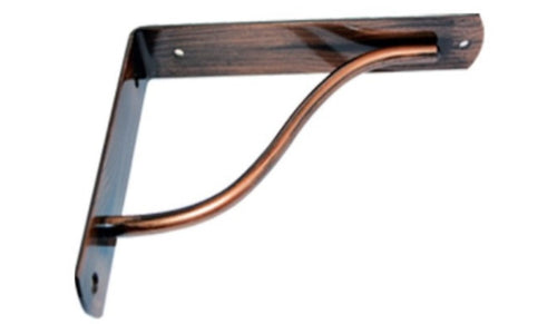VECA - REGGIMENSOLA LINEA CURVA PER ARREDO CASA IN ZAMA 18CM - COLORE RAME SPAZZOLATO
