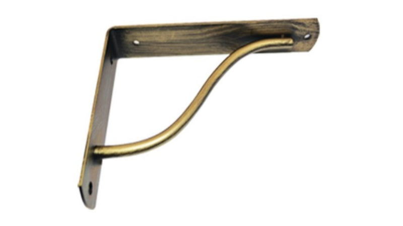 VECA - REGGIMENSOLA LINEA "CURVA" PER ARREDO CASA IN ZAMA 24CM - COLORE OTTONE SPAZZOLATO