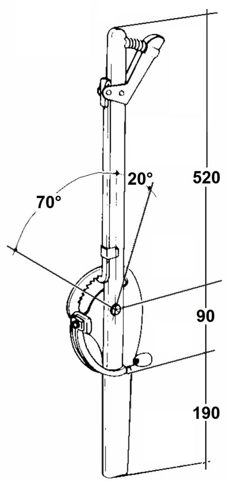 Leva freno a mano per rimorchi con interasse 520mm