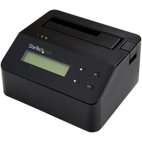 Startech.com docking station per hard disk a singolo slot - dock usb 3.0 standalone con funzione eraser/sanificazione per hdd/ssd sata iii, 9 modalità di cancellazione, 4kn, display lcd, porta stampante db-9, taa - SDOCK1EU3P2