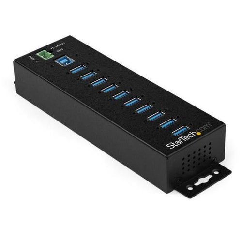 Startech.com hub usb 3.0 industriale a 10 porte con adattatore di alimentazione - protezione contro le sovratensioni - hub di trasferimento dati usb 3.0 industriale in metallo - montabile su guida din, a parete o su scrivania - HB30A10AME