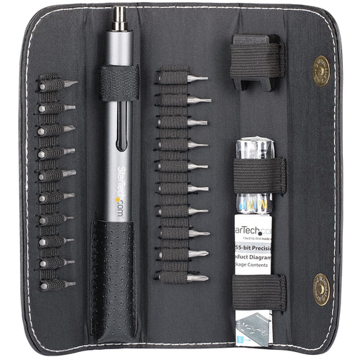 Startech.com set di cacciavite elettrico di precisione a 20 punte - kit di cacciaviti a batteria portatile/mini per riparazioni di elettronica, laptop, computer, tablet e telefoni - magnetico - senza filo - CTK20PCEDRIVE