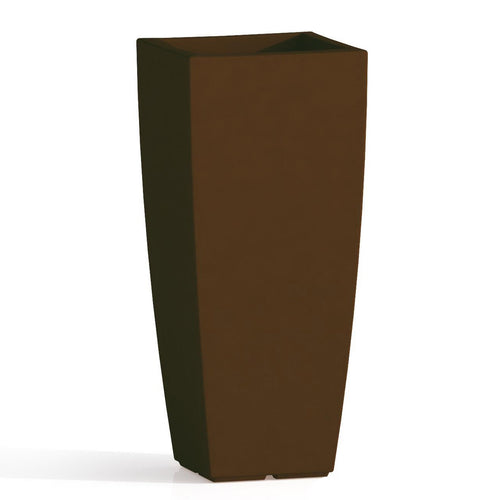 Vaso Cromia Square quadrato e alto tinta unita in resina Made in Italy