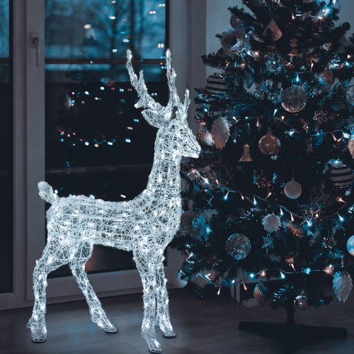 Renna luminosa in acrilico con led bianco freddo per esterno ed interno