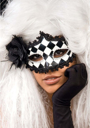 00812-1 Maschera Scacchi Rosa Piume Salute e cura della persona/Erotismo e contraccezione/Abbigliamento erotico/Donna/Costumi e travestimenti Kondorama - Martinsicuro, Commerciovirtuoso.it