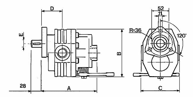 Pompa ad ingranaggi con distributore 60cc sinistra